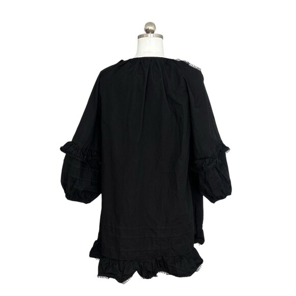 TCEC Dress Womens Size S Black Shift Swing Short Balloon Sleeve Ruffle - Picture 6 of 7